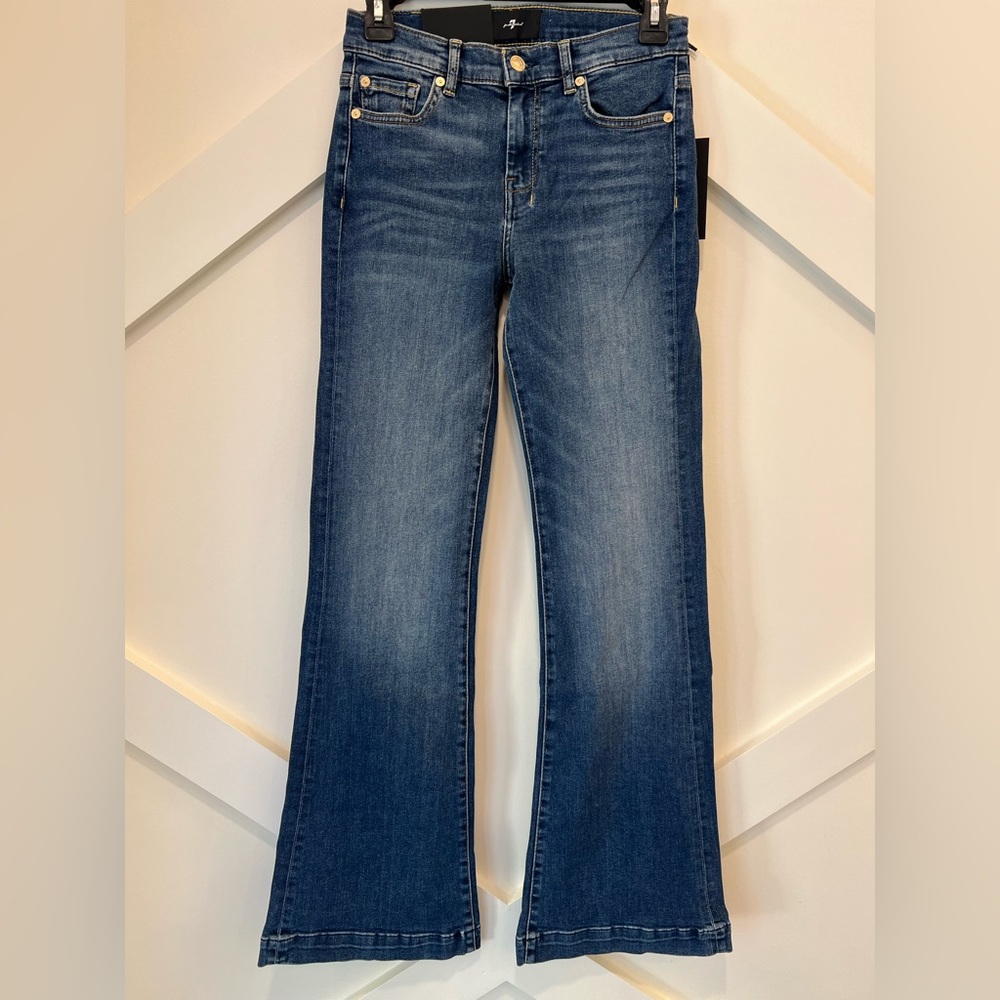7 For All Mankind Tailorless Dojo Jeans Women’s Flare Leg Trousers NWT Size 25 - Picture 3 of 11